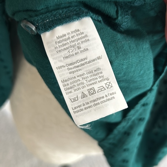 J.Crew Button Down Swiss Dot Blouse Green Size Large - Picture 3 of 7